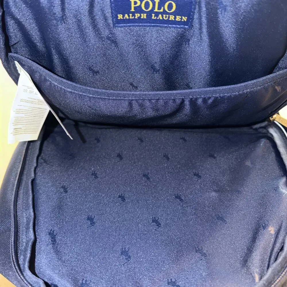 Polo Ralph Lauren Navy Backpack Full Size Laptop Unisex Embroidered Bear School
